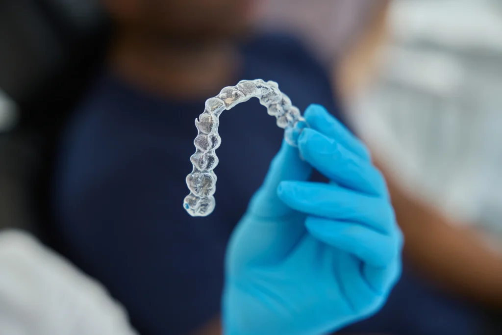Close up of a clear aligner tray | Clear aligners in Chester Springs, PA